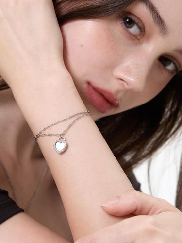 Moon Heart Mother-of-Pearl Vintage Surgical Steel Bracelet - L’OMBRILLANT - Modalova