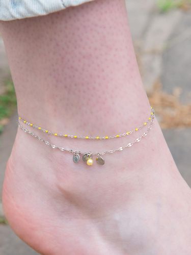 Surgical Steel Ethnic Pearl Bracelet/Anklet [Yellow] - L’OMBRILLANT - Modalova