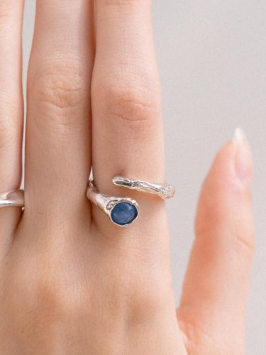 Lapis Lazuli Adjustable Silver Ring - REINDEER - Modalova