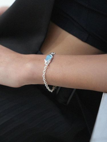 Aquamarine Silver Chain Bracelet - REINDEER - Modalova