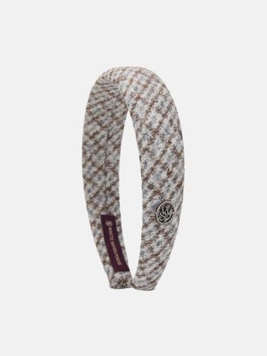 Elastic Wool Check Headband Muffler - WHITE SANDS - Modalova