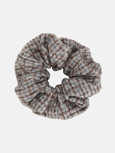 Elastic Check Italian Wool-Blend Scrunchie [Gray-Beige] - WHITE SANDS - Modalova