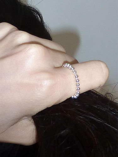 Sterling Silver Pebble-Shaped Chain Ring - A BIT MOR - Modalova