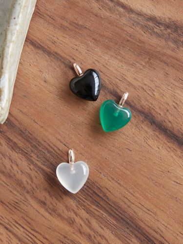 K Gold Heart Custom Pendant [Black/Green/Beige] - dmoment - Modalova