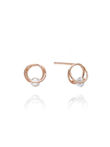 K Gold Delicate Cubic Earring [Yellow/Rose] - dmoment - Modalova