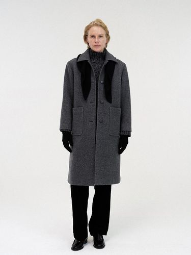 Wool Single-Breasted Long Coat [Dark Gray] - NOTHING WRITTEN - Modalova