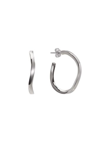 Silver 925 Angular Modern Hoop Earrings [Silver Beige] (TEDSVW14036M) - Tirr Lirr - Modalova