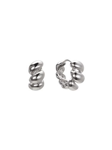 Silver Balloon Twist Earrings [Silver beige] (TEDSVW14035M) - Tirr Lirr - Modalova