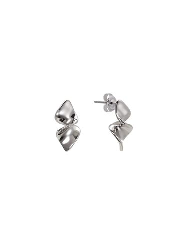 Sterling Silver Curved Wave Earrings [Silver Beige] (TEDSVW14031M) - Tirr Lirr - Modalova