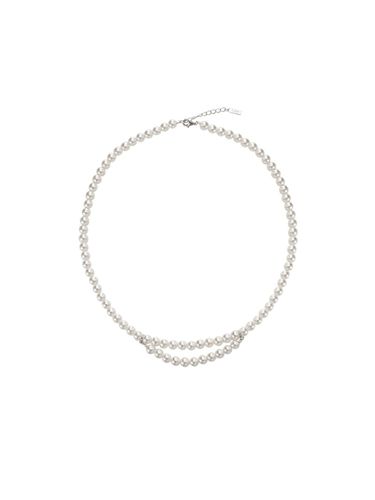 Double Row Pearl 6mm Sterling Silver Necklace [Beige] (TNSSVW14036M) - Tirr Lirr - Modalova