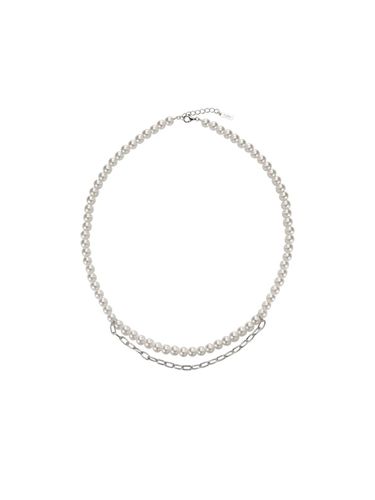 Shell Pearl Chain Silver Necklace [Beige] (TNSSVW14035M) - Tirr Lirr - Modalova