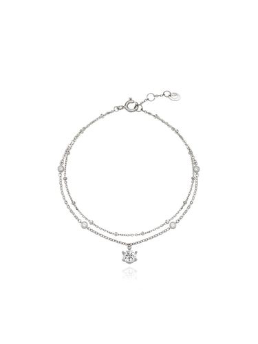 Ball Chain Cubic Zirconia Silver Bracelet [Silver beige] (TBSSVW10681M) - Tirr Lirr - Modalova