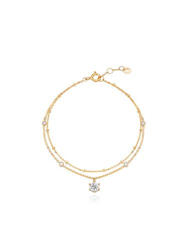 Ball Chain Cubic Zirconia Silver Bracelet [Yellow] (TBSSVG10681M) - Tirr Lirr - Modalova