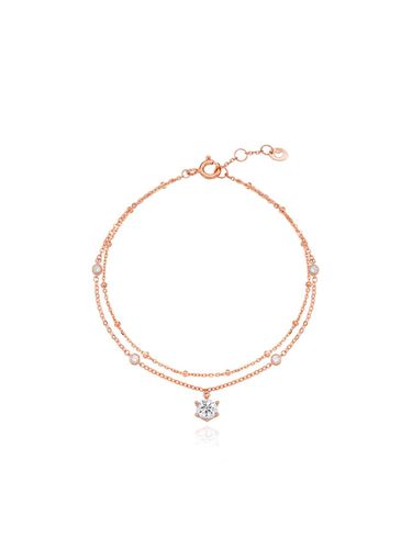 Ball Chain Cubic Zirconia Silver Bracelet [Pink] (TBSSVP10681M) - Tirr Lirr - Modalova