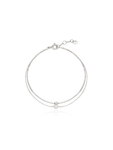 Double Chain Pearl Cubic Bracelet [Silver beige] (TBSSVW10679M) - Tirr Lirr - Modalova