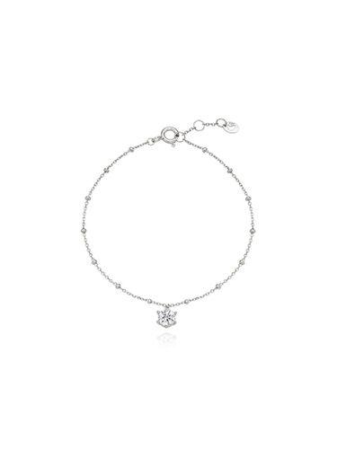 Ball Chain Round Cubic Sterling Silver Bracelet [Beige] (TBSSVW10672M) - Tirr Lirr - Modalova