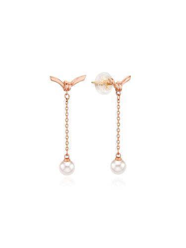 K Pink Gold Austrian Pearl Drop Earrings (TEPK4P00270S) - Tirr Lirr - Modalova