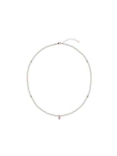 K Pink Gold Austrian Pearl Floral Necklace (TNJK4P00369M) - Tirr Lirr - Modalova