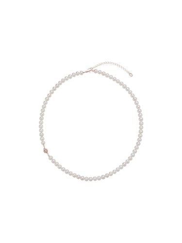 K Pink Gold Pearl Crystal Floral Necklace (TNJK4P00368M) - Tirr Lirr - Modalova