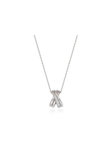 Sterling Silver Cubic Zirconia Luminous Flow Necklace [Beige] (TNTSVW02740S) - Tirr Lirr - Modalova