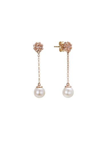 K Pink Gold Freshwater Pearl Floral Earrings (TEJK4P00370M) - Tirr Lirr - Modalova