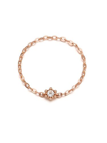 K Pink Gold Prong Chain Cubic Zirconia Ring (TRSK4P21104M) - Tirr Lirr - Modalova