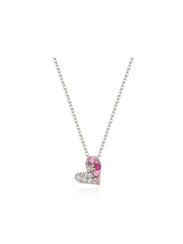 Sterling Silver Heart Pendant Necklace [Pink Beige] (TNSSVW08991M) - Tirr Lirr - Modalova