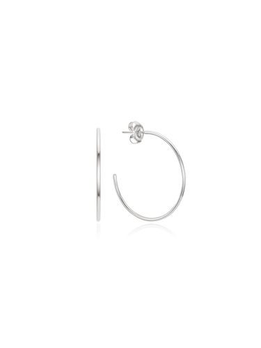 Basic 30mm 925 Silver Hoop Earrings [Silver beige] (TESSVW14007M) - Tirr Lirr - Modalova