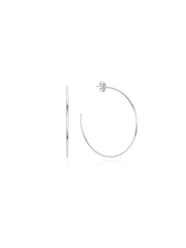 Basic 45mm 925 Silver Hoop Earrings [Silver beige] (TESSVW14008M) - Tirr Lirr - Modalova