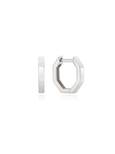 Hexagon Sterling Silver One-Touch Earrings [Silver Beige] (TESSVW14833) - Tirr Lirr - Modalova