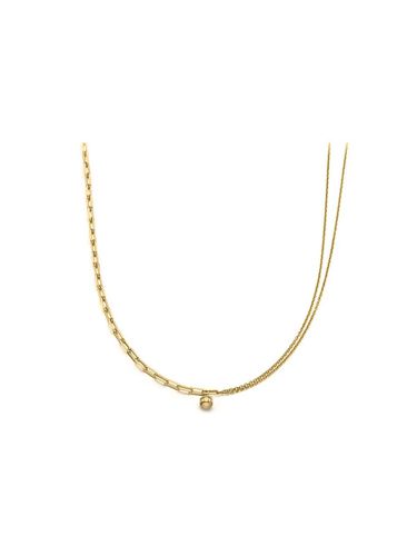 Unique Unbalanced Sterling Silver Chain Necklace [Yellow] (TNSSVG13006M) - Tirr Lirr - Modalova