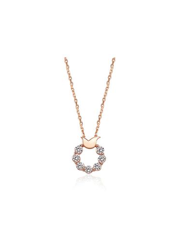 K Delicate Tulip Motif Necklace [Pink Gold] (TNSK4P00004S) - Tirr Lirr - Modalova