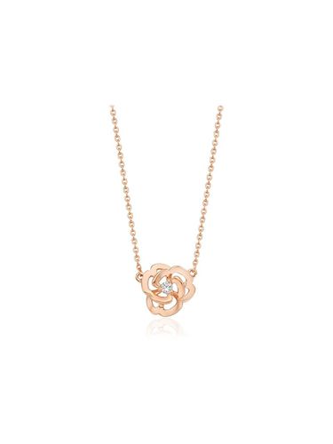 Sterling Silver Layered Petal Necklace [Pink] (TNSSVP00121M) - Tirr Lirr - Modalova