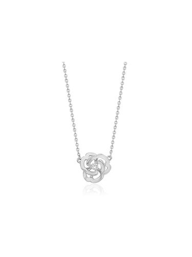 Silver Layered Petal Necklace [Beige] (TNSSVW00121M) - Tirr Lirr - Modalova