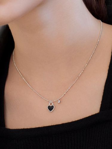 Sterling Delicate Heart Necklace [Black] - dmoment - Modalova