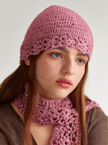 Handmade Crochet Cotton-Acrylic Beanie [] - MERRYMOTIVE - Modalova