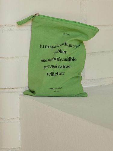 Washed Cotton Vintage European Journey Pouch [GREEN] - HOTEL PARIS CHILL - Modalova