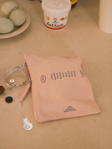 Washed Cotton French Text Holiday Pouch - HOTEL PARIS CHILL - Modalova