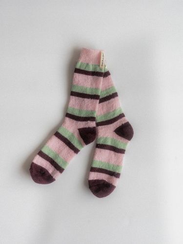 Retro Mohair Wool Striped Socks [Rosebush] - HOTEL PARIS CHILL - Modalova