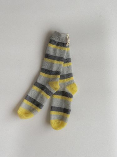 Retro Striped Mohair Wool Socks [Morning Dew] - HOTEL PARIS CHILL - Modalova