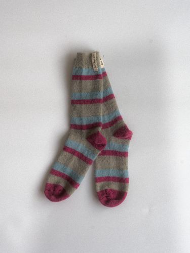 Retro Mohair Wool Striped Socks [Silverberry] - HOTEL PARIS CHILL - Modalova