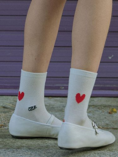 Wool Blend Embroidered Heart Ankle Socks [] - HOTEL PARIS CHILL - Modalova