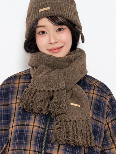 Baby Alpaca Ramswool Tassel 190cm Muffler [Brown] (M7) - DIAMOND LAYLA - Modalova