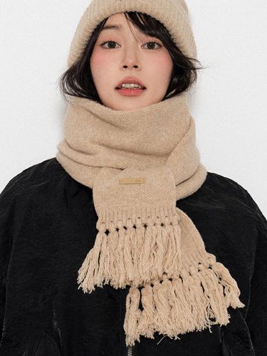 Baby Alpaca Ramswool Tassel 190cm Muffler [Nude Beige] (M7) - DIAMOND LAYLA - Modalova