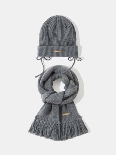 Baby Alpaca Ramswool Winter Accessories Set [Merange Gray] - DIAMOND LAYLA - Modalova