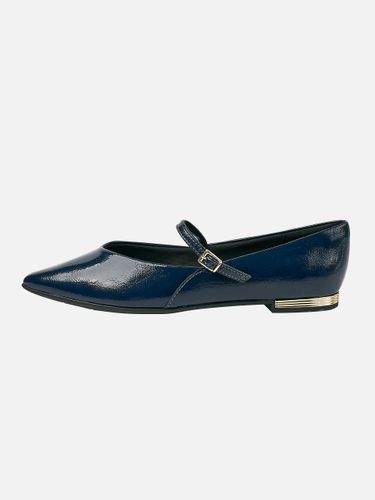 Patent Leather Mary Jane Pointed Toe Flat Shoes [Navy] - PICCADILLY - Modalova