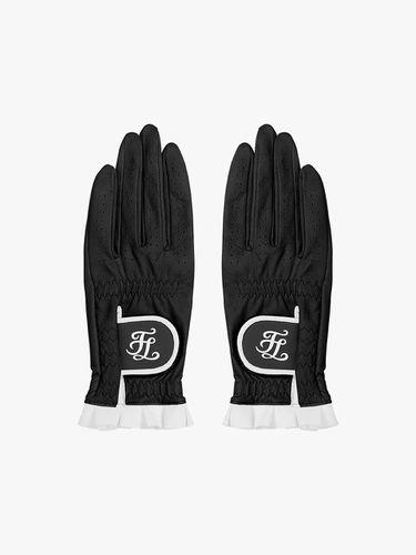 Soft Fur Perforated Leather Gloves [Black] - FAIRLIAR GOLF - Modalova