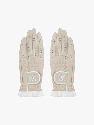 Soft Fur Perforated Leather Gloves [Beige] - FAIRLIAR GOLF - Modalova