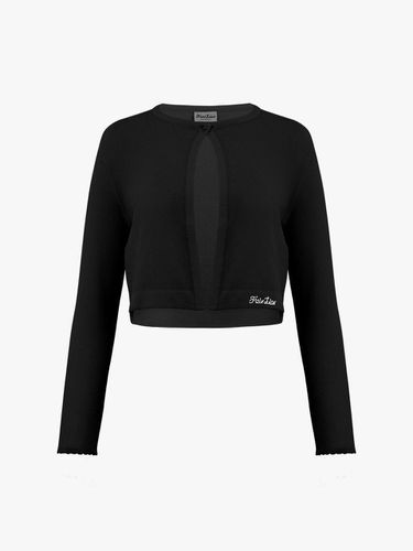 See-through Semi-slim Pearl Button Cardigan [Black] - FAIRLIAR GOLF - Modalova