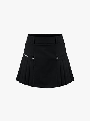 High-waist Side Pleated Water-repellent Stretch Skirt [Black] - FAIRLIAR GOLF - Modalova